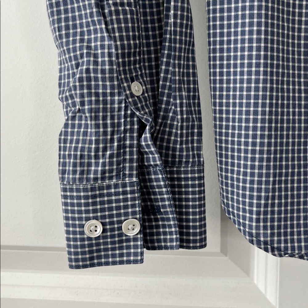 Theory Gridded Plaid Windowpane Button Front Slim… - image 2